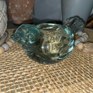 Vintage Indiana glass, crystal bird, candle holder